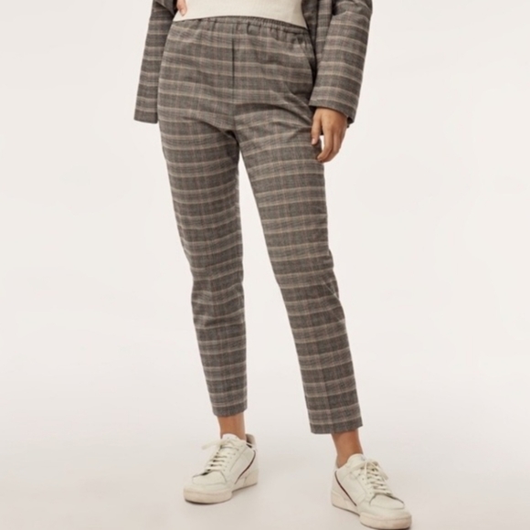 Sunday Best Pants - Aritzia Sunday Best Flyte Freshman Plaid Pants Size L EUC